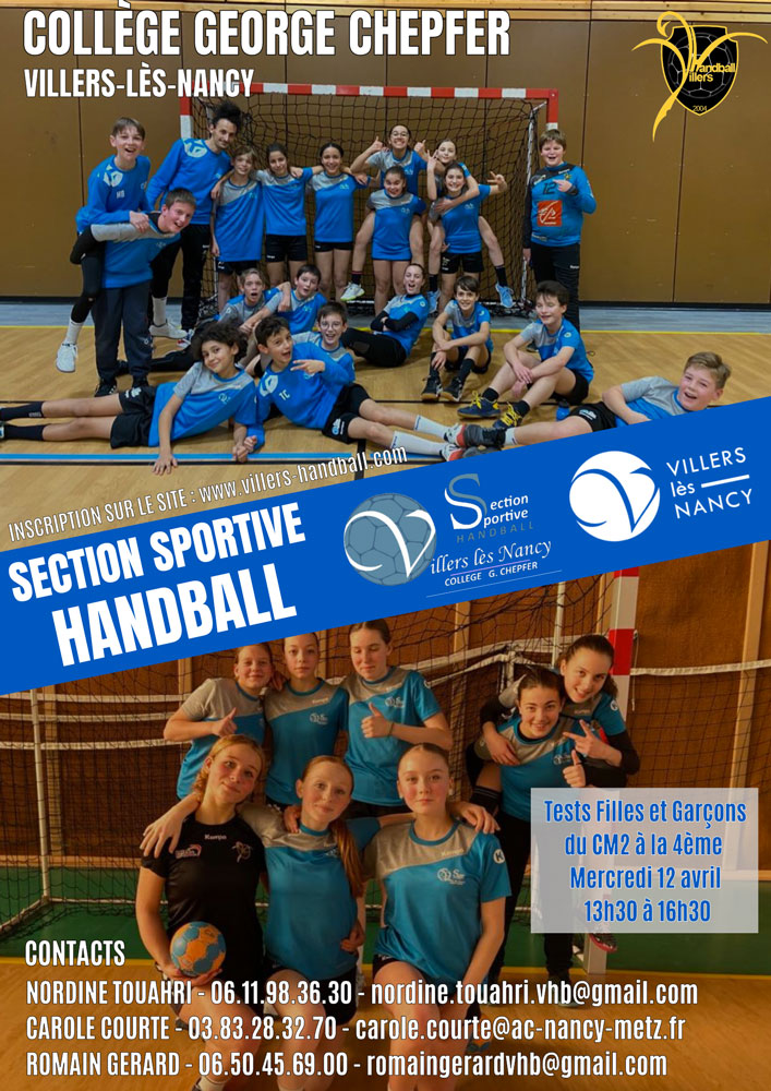 Sections sportives CHEPFER les sélections commencent Villers Handball